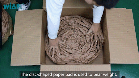 Disc-shaped paper pad + long strip-shaped paper pad for packaging