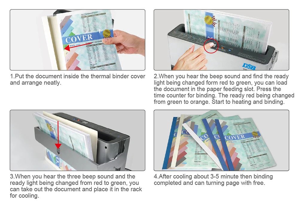 Turn on the thermal glue book binding machine
